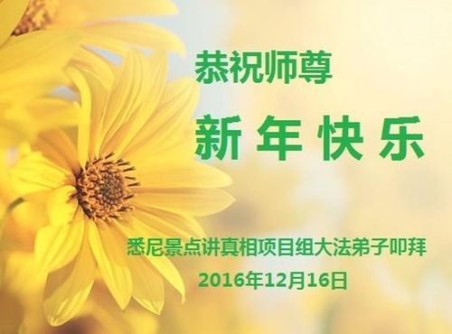 Image for article Praktisi Falun Dafa yang Bekerja di Berbagai Kelompok Klarifikasi Kebenaran Di Luar Tiongkok Mengucapkan Selamat Tahun Baru kepada Guru Li Hongzhi Terhormat