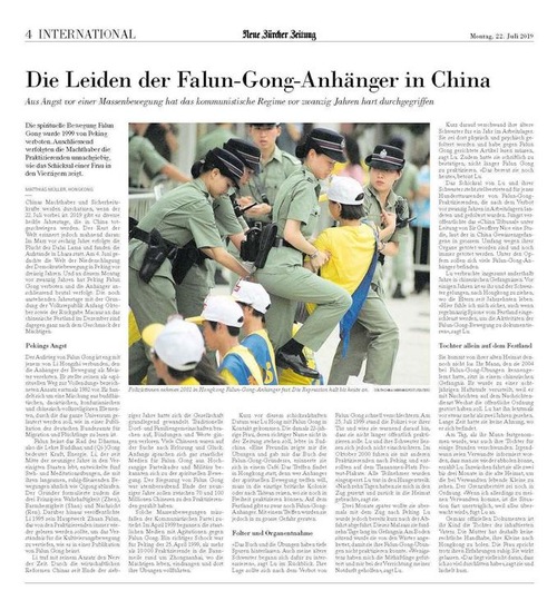 Image for article New Journal of Zurich: Praktisi Falun Gong di Tiongkok Dianiaya karena Keyakinan Mereka