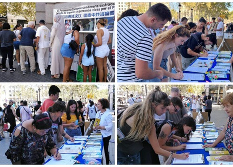 Image for article Barcelona, Spanyol: Orang-orang Menandatangani Petisi untuk Menyerukan Diakhirinya Penganiayaan terhadap Falun Gong