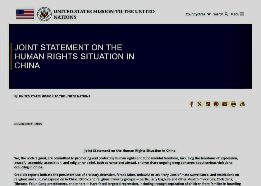 Image for article Pernyataan Bersama 15 Negara Anggota PBB Menentang Pelanggaran HAM oleh PKT