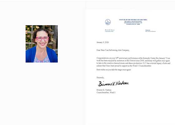 Image for article Washington, DC: Anggota Dewan Kota Mengucapkan Selamat kepada Shen Yun atas Pertunjukan Mendatang di Kennedy Center