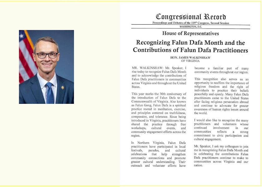 Image for article Perwakilan AS Mengakui Bulan Falun Dafa di Kongres